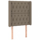Cumpara ieftin Tablie de pat cu aripioare gri taupe 83x16x118/128 cm textil