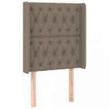 Tăblie de pat cu aripioare gri taupe 83x16x118/128 cm textil