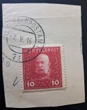 Imperiul Austro-Ungar (Feldpost WWI) 1915-Marcă Poștală Militară de Război (K.u.K. Feldpost) &Icirc;mpăratul Franz Joseph I 10 Heller Roșu pe Decupaj -TG1