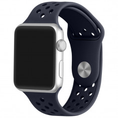 Curea iUni compatibila cu Apple Watch 1/2/3/4/5/6/7, 42mm, Silicon Sport, Dark Blue foto