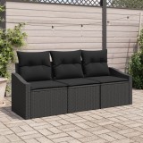 Gossi set de canapea de gradina cu perne negru ratan poli