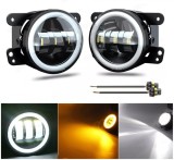 Cumpara ieftin Set proiectoare ceata LED cu DRL si semnalizare, 30W, 12-24V lumina alb-galbena, O 98 mm, H11 - set de 2 bucati