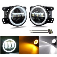 Set proiectoare ceata LED cu DRL si semnalizare, 30W, 12-24V lumina alb-galbena, O 98 mm, H11 - set de 2 bucati