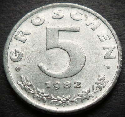 Moneda 5 GROSCHEN - AUSTRIA, anul 1982 *cod 4501 = UNC foto