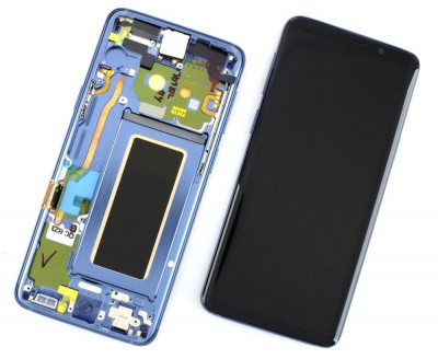 Display Samsung Galaxy S9 G960 cu Rama Display Service Pack Blue Albastru foto