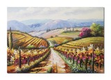 Cumpara ieftin Tablou cu vita de vie pictat manual, Peisaj cu podgorie, colt de rai, 100x70cm ulei pe panza in cutit efect 3D