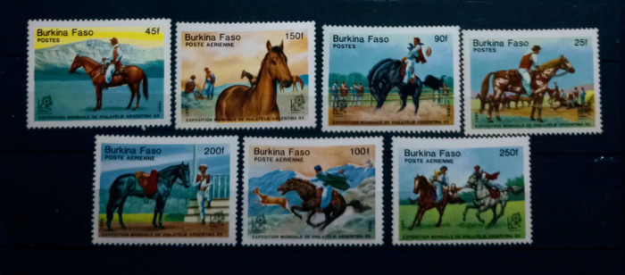 Burkina Faso 1985 cai, hipism, fauna animale serie neștampilată
