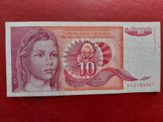 Bancnota 10 dinari 1990,Jugoslavia foto