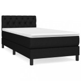 Cumpara ieftin Pat box spring cu saltea, negru, 80x200 cm, textil
