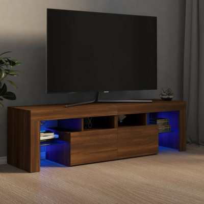 Comoda TV cu lumini LED, stejar maro, 140x36,5x40 cm GartenMobel Dekor foto