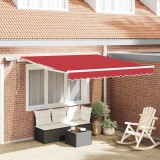 Marchiză Retractabilă Roșie with Manual Roșu 300 x 250 cm Roșu