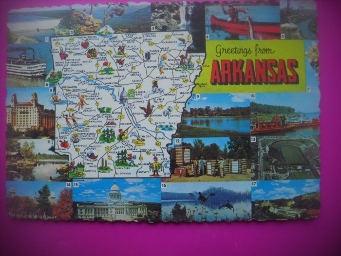 HOPCT 7769 HARTA ARKANSAS -STAMPILOGRAFIE/FRANCATURA-SUA-AMERICA DE NORD -CIRCULATA
