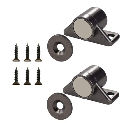 Set 2 incuietori magnetice pentru mobila, Minetgnon&amp;reg;, pentru incuietorile usilor dulapurilor de pantofi, Magnet puternic neodim, Cu suruburi, Metal, N foto