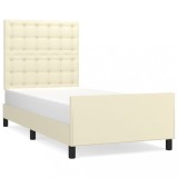 Cumpara ieftin Cadru de pat cu tablie, crem, 100x200 cm, piele ecologica