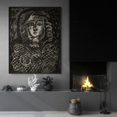 Tablou Poster, Intaglio, Modern, alb negru, Bust with Star Background de Pablo Picasso, print pe hartie foto Fine Art foto