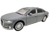 Macheta auto Audi A8 gri metalica cu sunete lumini usi si capota functionale 1:24