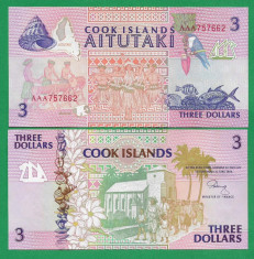 = COOK - ISLANDS - 3 DOLLARS - 1992 - UNC = foto