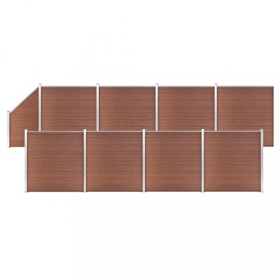 Set panouri gard, 8 pătrate + 1 oblic, maro, 1484x186 cm, WPC foto