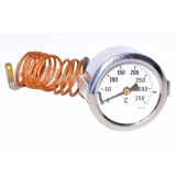 Termometru Metalic 0-350&deg;C cu Fir Cupru 100cm, Capilar Alama 2.5cm, Diametru 6cm