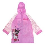Pelerina de ploaie pentru copii, roz, cu maneca transparenta si gluga, model Hello Kitty &amp; Friends, One Size, CMCLASS