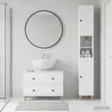 Cumpara ieftin Set de dulapuri pentru baie, 2 piese ALKMAAR Alb foarte lucios