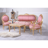 Set baroc din lemn masiv auriu cu tapiterie roz CAT382A46, Sufragerii si mobilier salon