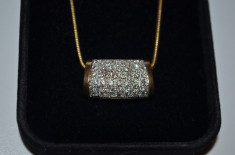 PANDANTIV + LANT AUR 18K + 50 Diamante = 1CT - Franta - Vintage - 11g. ! foto