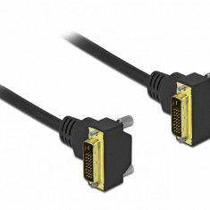 Cablu DVI-D Dual Link 24+1 pini unghi 90 grade T-T 2m Negru, Delock 85898