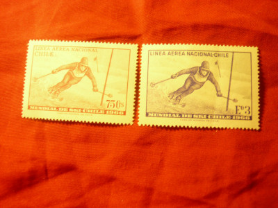Serie Chile 1966 - Campionat Mondial Schi , 2 valori foto