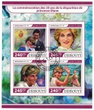 DJIBOUTI 2017 - Printesa Diana, comemorare 20 ani/ set complet - colita + bloc, Stampilat