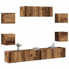 vidaXL Set dulap TV 7 piese montat pe perete lemn vechi lemn prelucrat 3329209