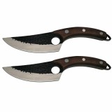 Set doua cutite macelarie DEPOX, lucrate manual, Fine Cook, 27.5 cm, maro, teaca piele inclusa