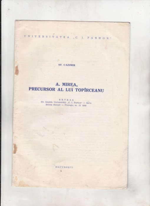 bnk rev St Cazimir - A Mirea , precursor al lui Topirceanu