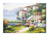 Cumpara ieftin Tablou pictat manual living, dormitor, Colt de rai, 70x50cm ulei pe panza in cutit, efect 3D, Magnific