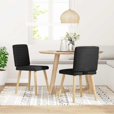 vidaXL Scaune de bucătărie, 2 buc. negru, textil foto