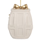 Cumpara ieftin Ornament brad Craciun portelan alb auriu 5x4x11 cm