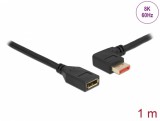 Cablu prelungitor Displayport 8K60Hz/4K240Hz HDR unghi stanga/drept T-M 1m, Delock 87073