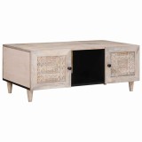 VidaXL Masă de cafea cu raft Bej 100 x 54 x 40 cm Lemn masiv de mango