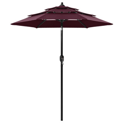 Umbrela de soare 3 niveluri, stalp aluminiu, rosu bordo, 2 m GartenMobel Dekor foto