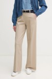 Sisley pantaloni femei, culoarea bej, lat, high waist, 4BYWLE03G