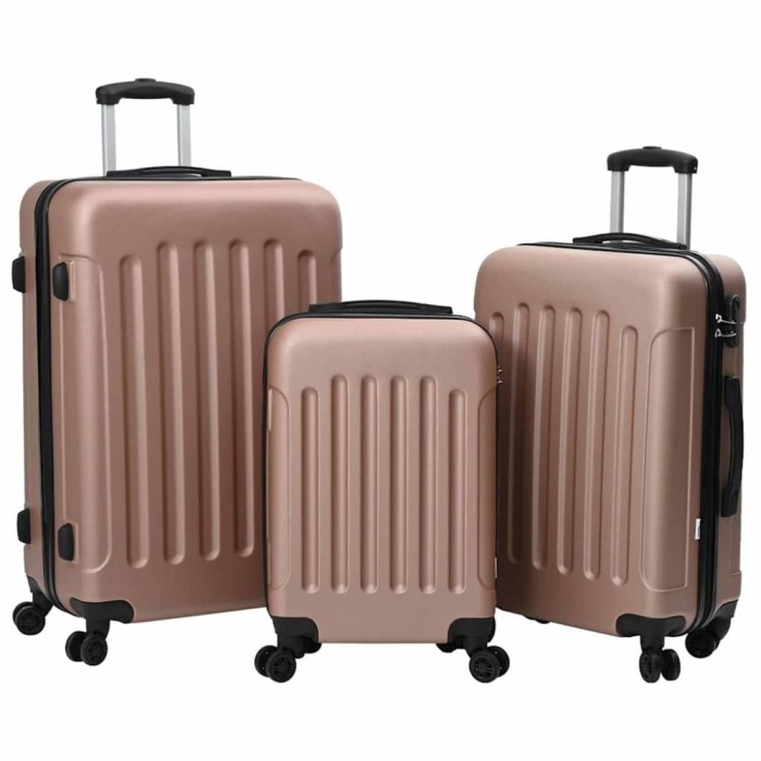 Set valize 3 pcs carcasă dură roz aurie 20&rdquo; 24&rdquo; 28&rdquo; ABS