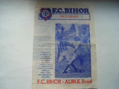 Program F.C. Bihor - Aurul Brad, 1982 foto