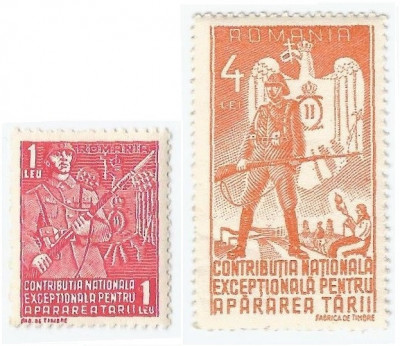 *Romania, lot 903 cu 2 timbre fiscale pentru impozite, 1940, MNH foto