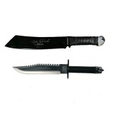 Cumpara ieftin Set Cutit Vanatoare First Blood + Maceta Rambo IdeallStore&reg;, Otel Inoxidabil, Teaca, Kit Supravietuire, Lama 29cm, 43cm