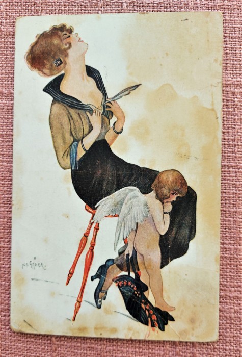 Inima sagetata - Carte postala circulata 1924