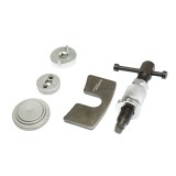 Presa pentru etrier frana 5 piese Breckner Germany, filetata cu 3 adaptoare 54/43/37 mm, lungime 115 mm, pentru retragere pistoane frana moto si