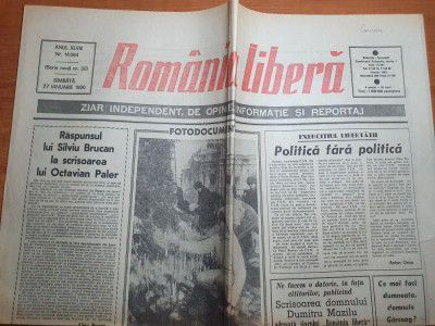 romania libera 27 ianuarie 1990-inter. ana blandiana,raspunsul lui silviu brucan foto