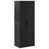 vidaXL Dulap de depozitare pentru grădină negru 65x45x172 cm PP ratan
