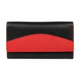 Cumpara ieftin Portofel dama, Nicoleta PT995, piele naturala, Negru/Rosu