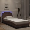 VidaXL Cadru de pat cu lumini LED, maro, 100x200 cm, piele ecologică 3214091